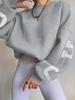 Stylish Loose Thick Long Sleeve Top Women Casual Print Pullover Sweatshirt