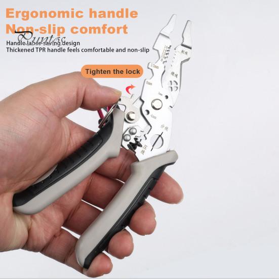 Multifunktionale Abisolierzange Crimper Kabelschneider Zange mit Rutschfestem Griff Elektriker Zange Werkzeuge Kabelabisolierzange