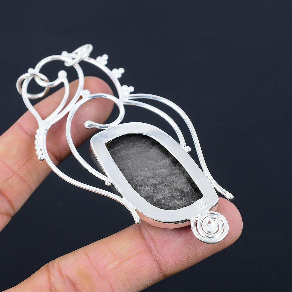 Daughters Day Sale 925 Sterling Silver Silver Sheen Obsidian Stone Boho Pendant
