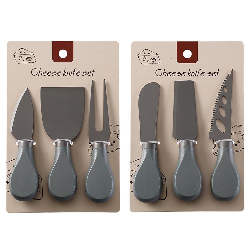 Stainless Steel Cheese Knife and Fork Set - 3-Piece for Western Cuisine