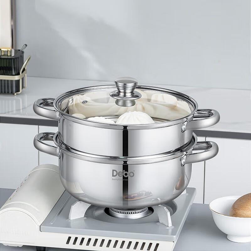 DEBORNER 304 Stainless Steel 2-Layer Steamer Soup Pot 26cm