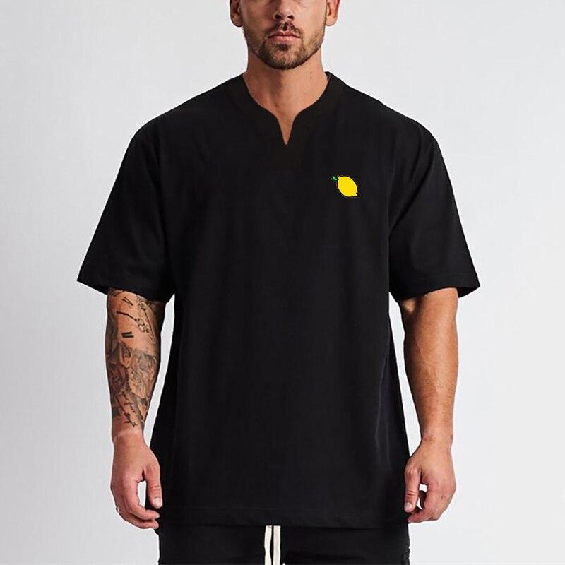 Muscleguys Vara Hanorac Larg Mânecă Scurtă Bărbați Antrenament Fitness Lejer Bumbac Tricou