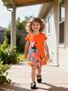 European Summer Knit Cotton Dress for Girls - Cartoon Print Princess Skirt