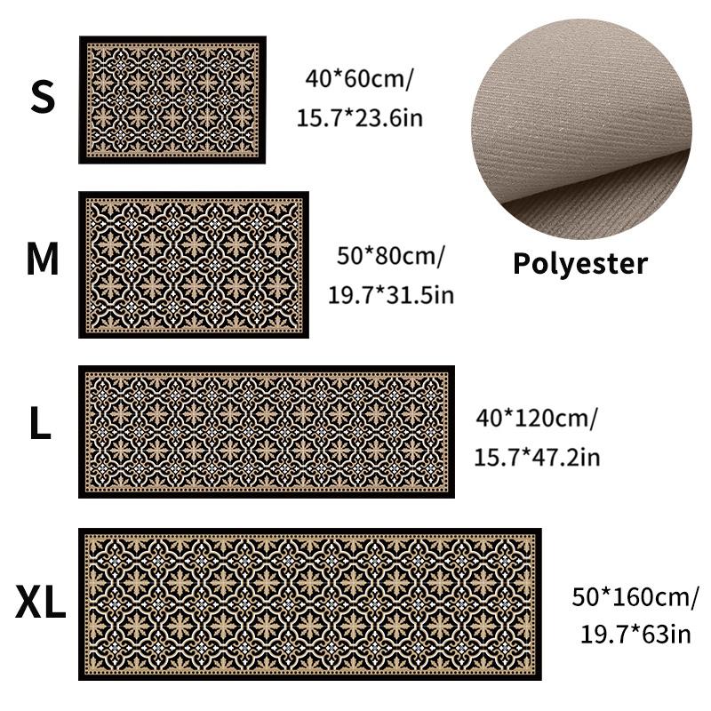 Retro Printed Rug Long Strip Kitchen Floor Mat  Non Slip Mats Water Absorption Door Foot Pad Bathroom Entrance Bath Mat Carpet