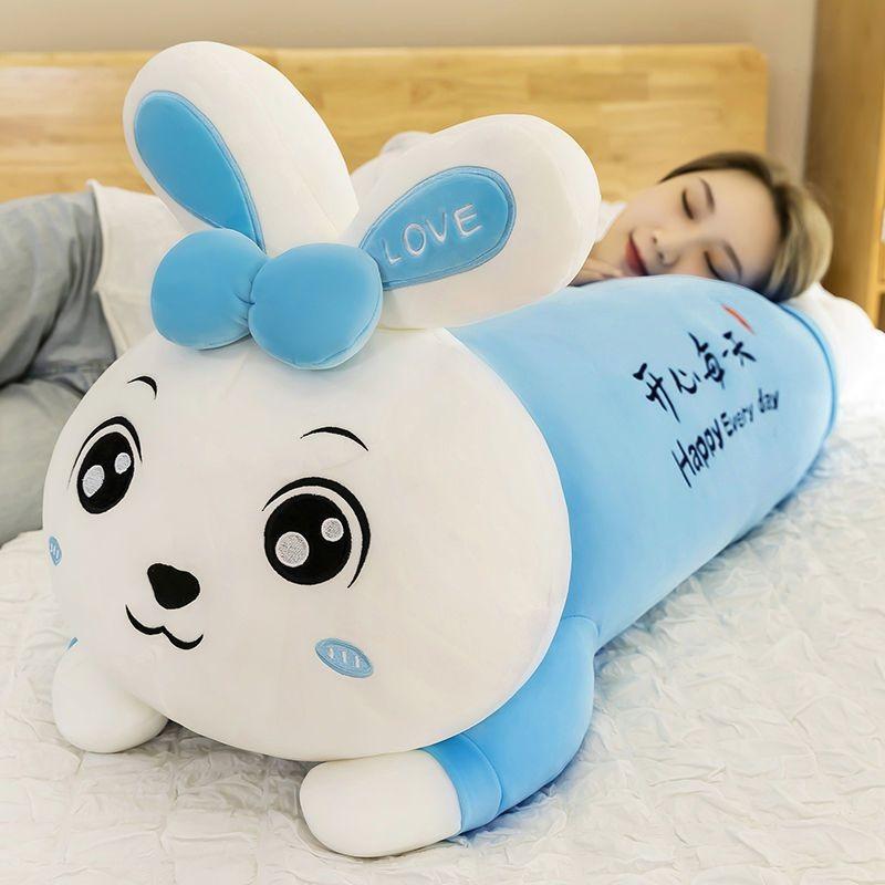 Adorable Rabbit Plush Long Pillow Soft Toy Ideal Gift For Girls In Pink And Blue Colors