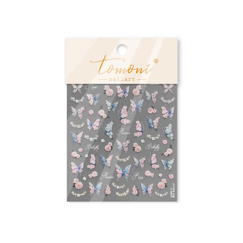 

Наклейки для ногтей Tomoni 3D с тиснением в японском стиле для детей - Цветы и бабочки