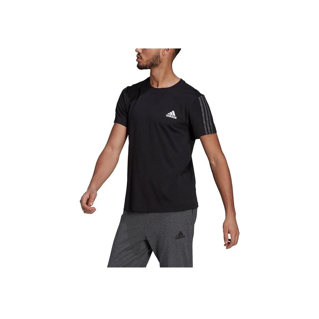 Adidas Solid Color Brand Logo Loose Fit Round Neck Short Sleeve T-Shirt Men Tops Black GK9436