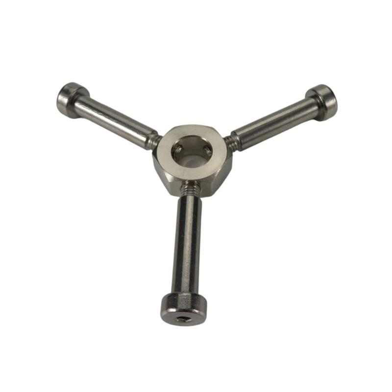 Metal Faucet Handle for Plumbing Repair, Three Grip Replacement Knob with Threaded Center Mount and Visible Size Reference for Outdoor Faucet Use