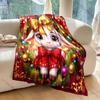 Festive Wreath with Golden Accents Pattern Blanket Flannel Material Soft Warm for All Seasons, Home Outdoor Camping Picnics RV