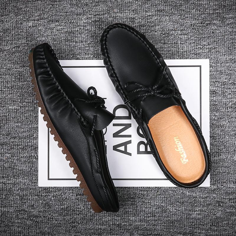 FashionLeather Men Mules Summer Flats Half Shoes for Men Casual Outdoor Breathable Male Half Slippers Lightweight Loafers Men Moccasins