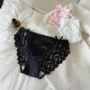 Bow Satin Silk Briefs Transparent Lace Mesh Briefs Fashion Women Underwear  Lady