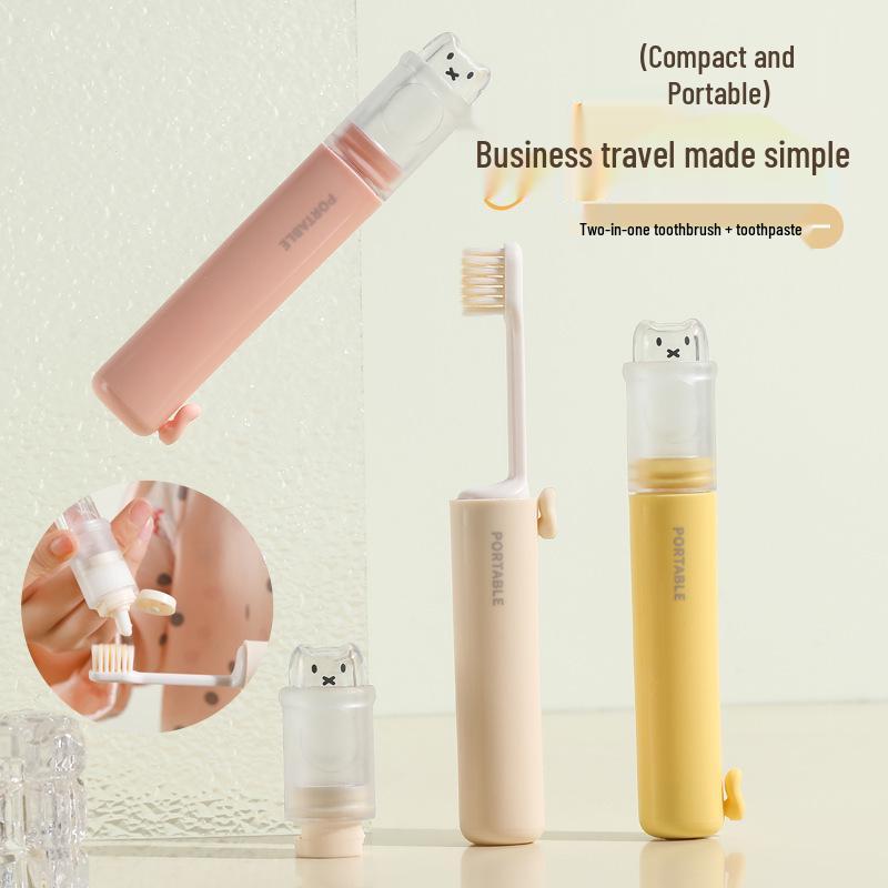 Set Brosse à Dents et Dentifrice Portable - Essentiel de Voyage avec Poils Doux et Rangement