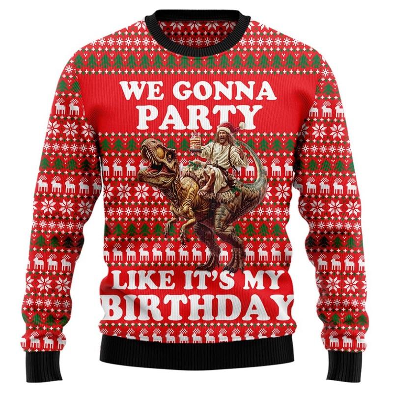 Autumn 3D Christmas Elements Printed Hoodies Fashionable Casual Sports Long Sleeved Men's Hoodies