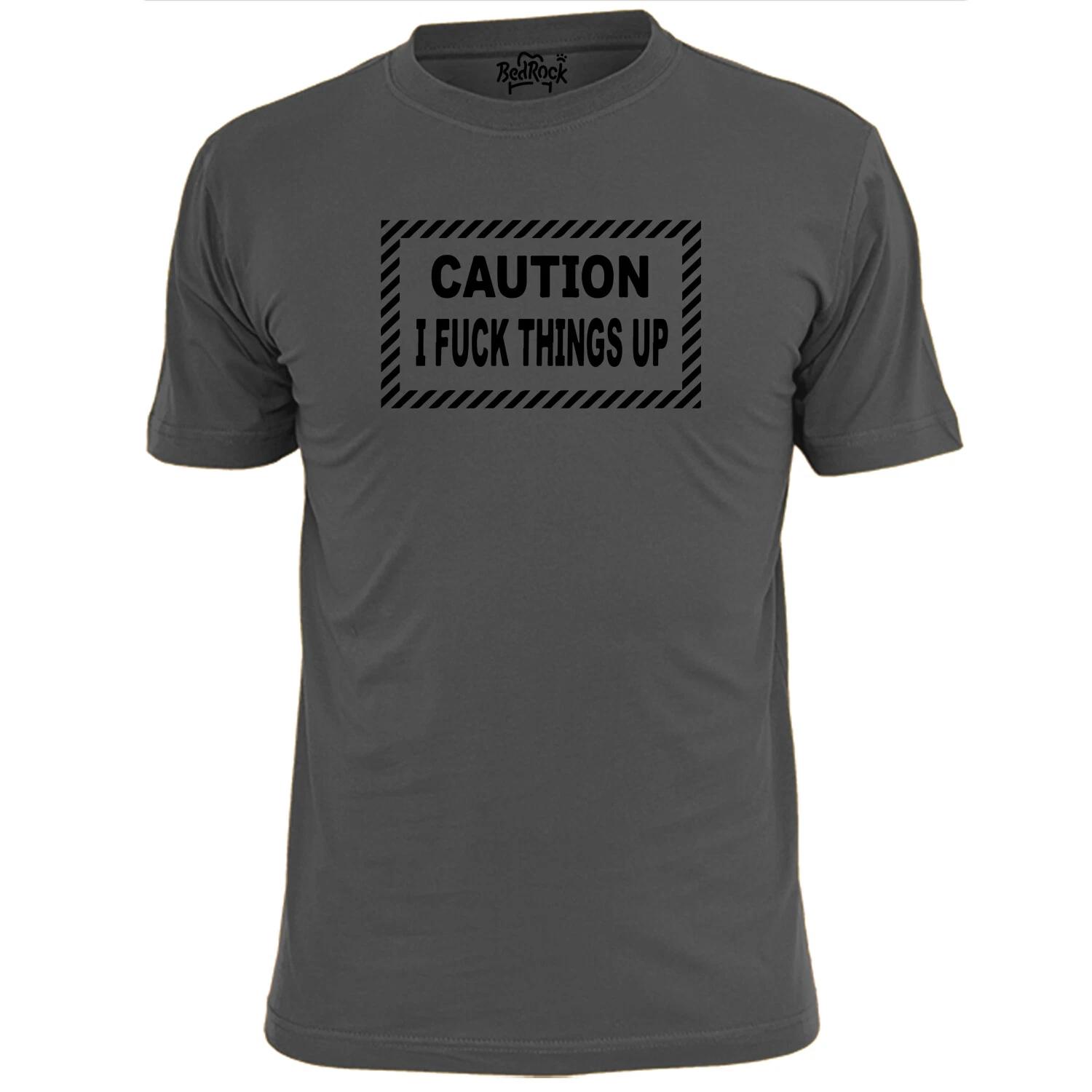 

Mens Caution I F--k Things Up Funny Rude T shirt 3XL