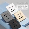 Universal 5Pin Socket With 20W Fast Charging Double Type-C Port,UK Wall  Electrical USB Plastic Power Plug Outlet AC 110V-250V