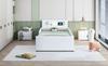 Upholstered Children's Bed 90*200 Cm, With Night Light and USB Charging Port, Storage Compartments, Raised Side Panels, Faux Leather Fabric, White