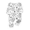 Family Matching Loungewear Set with Doodle Print, Long Sleeve Neck Top and Pants for Spring and Fall