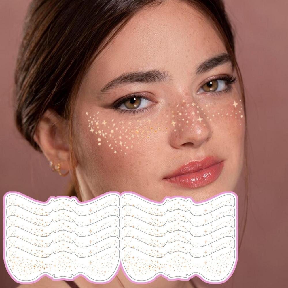 12Pcs Glitter Freckles Stickers Tattoo On Face Festival Accessories Glitter Bright Fake Freckles Temporary Tattoo Stickers
