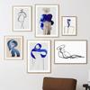 Abstract Art Blue Vintage Posters And Prints Line Girl Wall Art Canvas Painting Hotel Bar Pictures for Living Room Home Decor