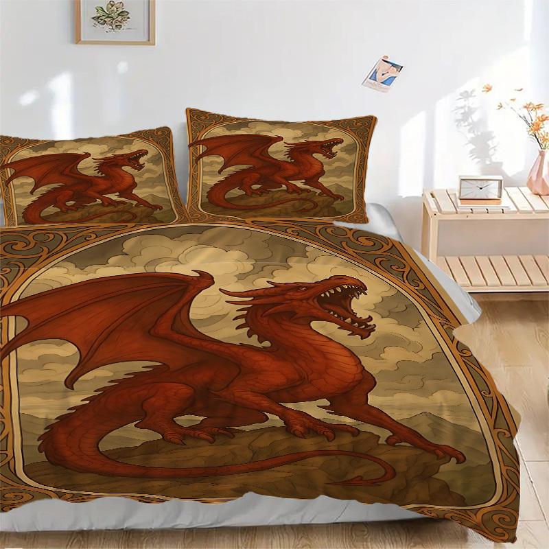 

3pcs Dragon Art Duvet Cover Set - Includes 1 Duvet Cover and 2 Pillowcases, No Quilt Core, All-Season Home Decor yy251111051 135x200cm