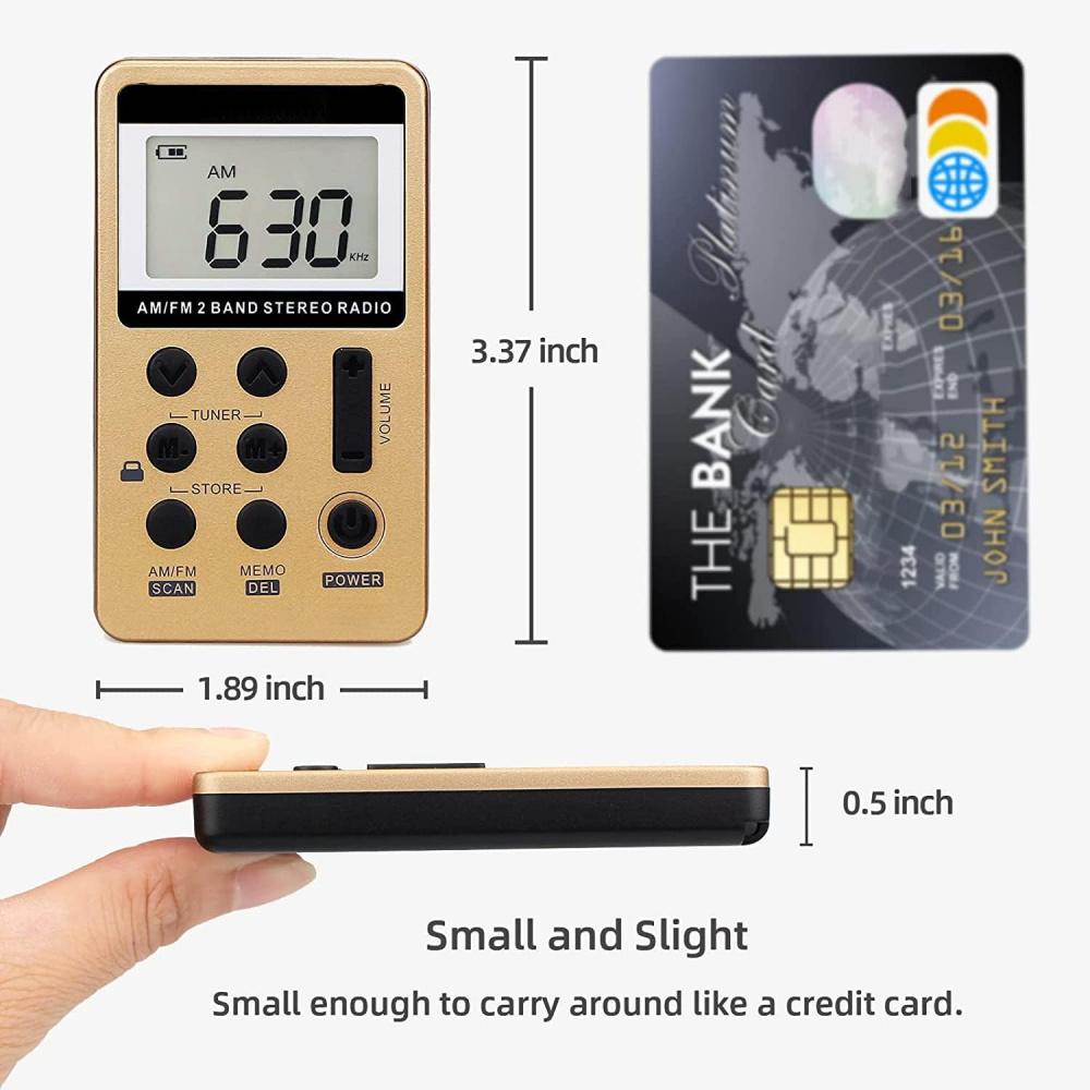 AM FM Radio Portable Mini Radio, Digital Tuning, Rechargeable Battery, LCD Display, for Walking and Jogging