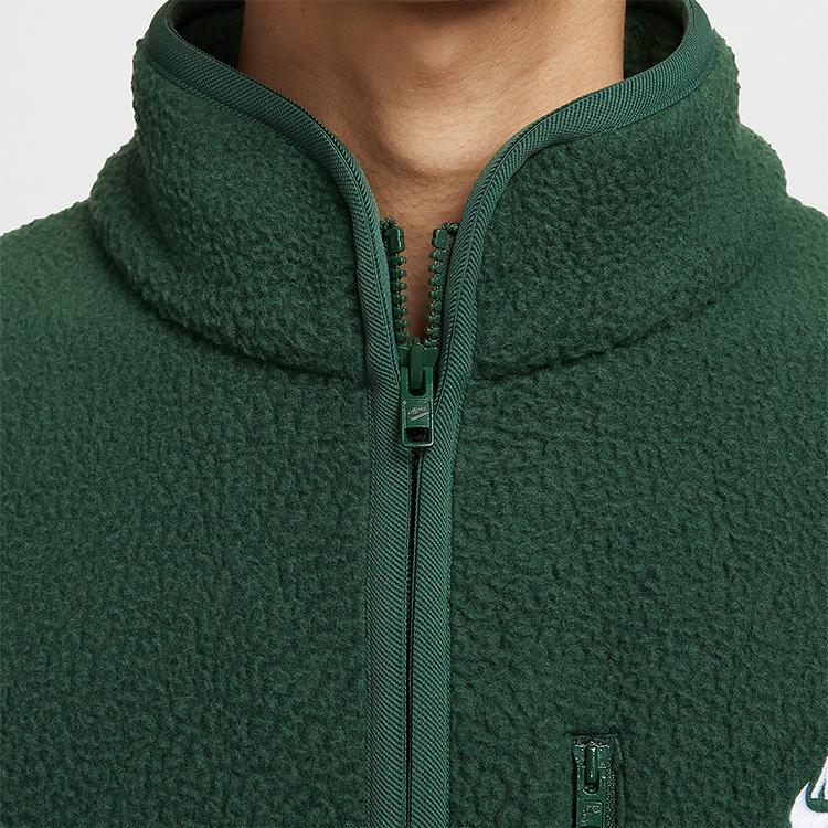 Nike Club Casual Fashion Simple Zipper Long Sleeve Fleece Jacket Men jackets Fir-Green White FZ0889-323