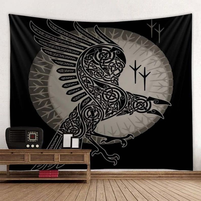 Tapestry Viking Raven Ancient Norse Rune 75x100