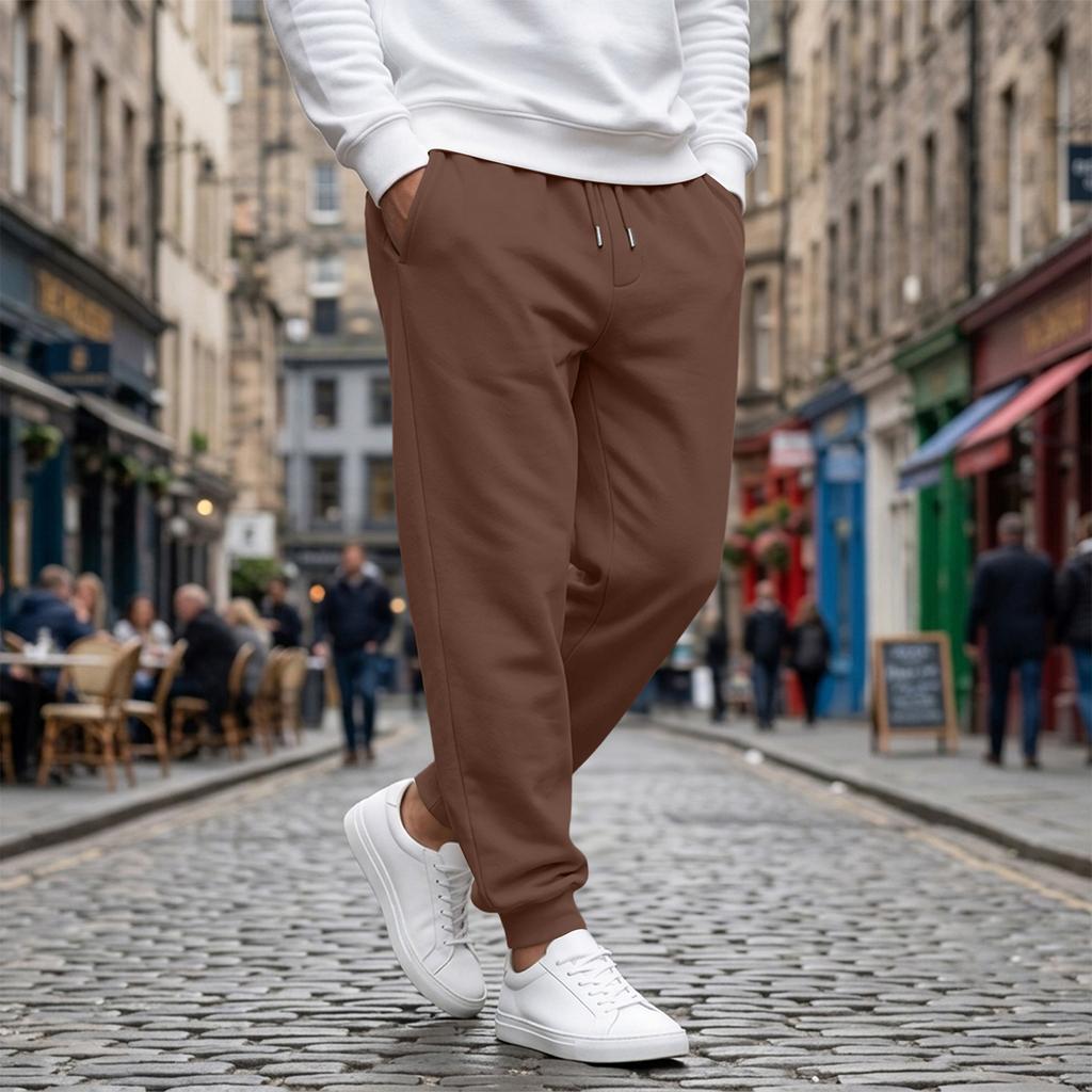 Casual joggingbroek voor heren met elastische tailleband en taps toelopende pijp voor sportkleding