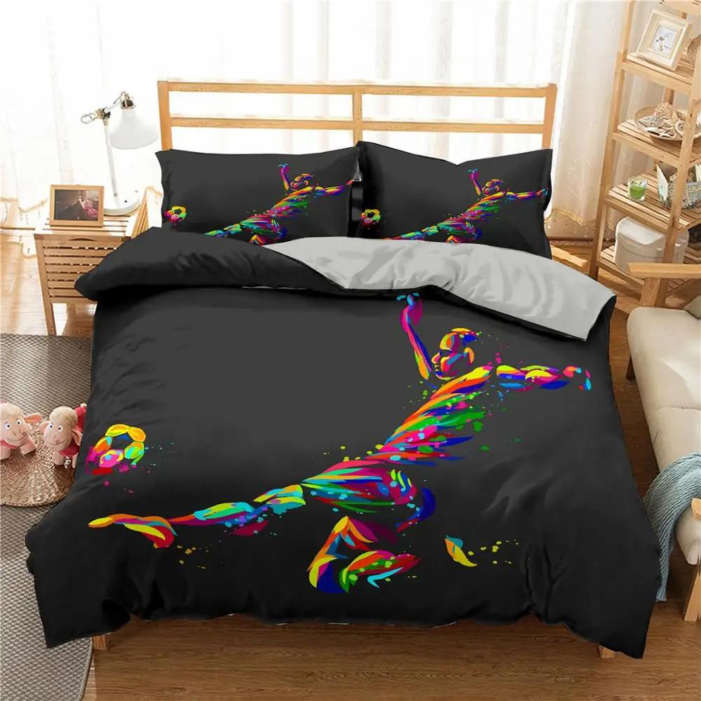 

Basketball Football Printed Duvet Cover Set Queen King Size Polyester Comforter Cover Sport Bedding Set For Boys Girls Teen EU single(135x200cm)
