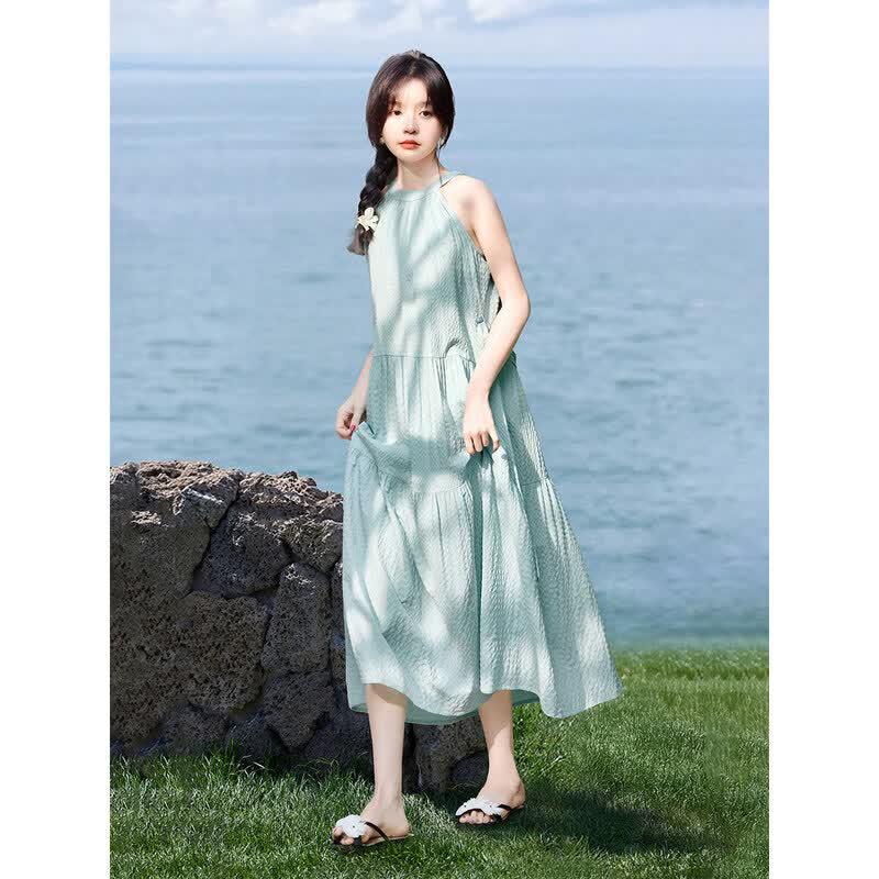 Mohan Yimei Sea Salt Ice Cream Halter Resort Dress L
