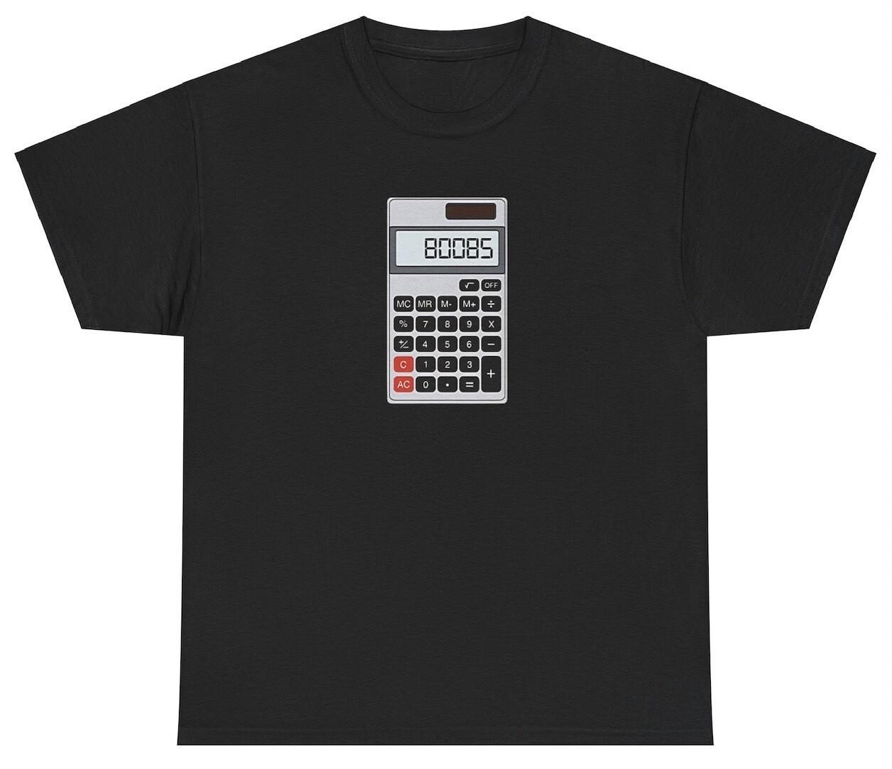 Boobs Calculator T Shirt Funny Sarcastic School Nostalgic 80085 Dank Meme Tee S