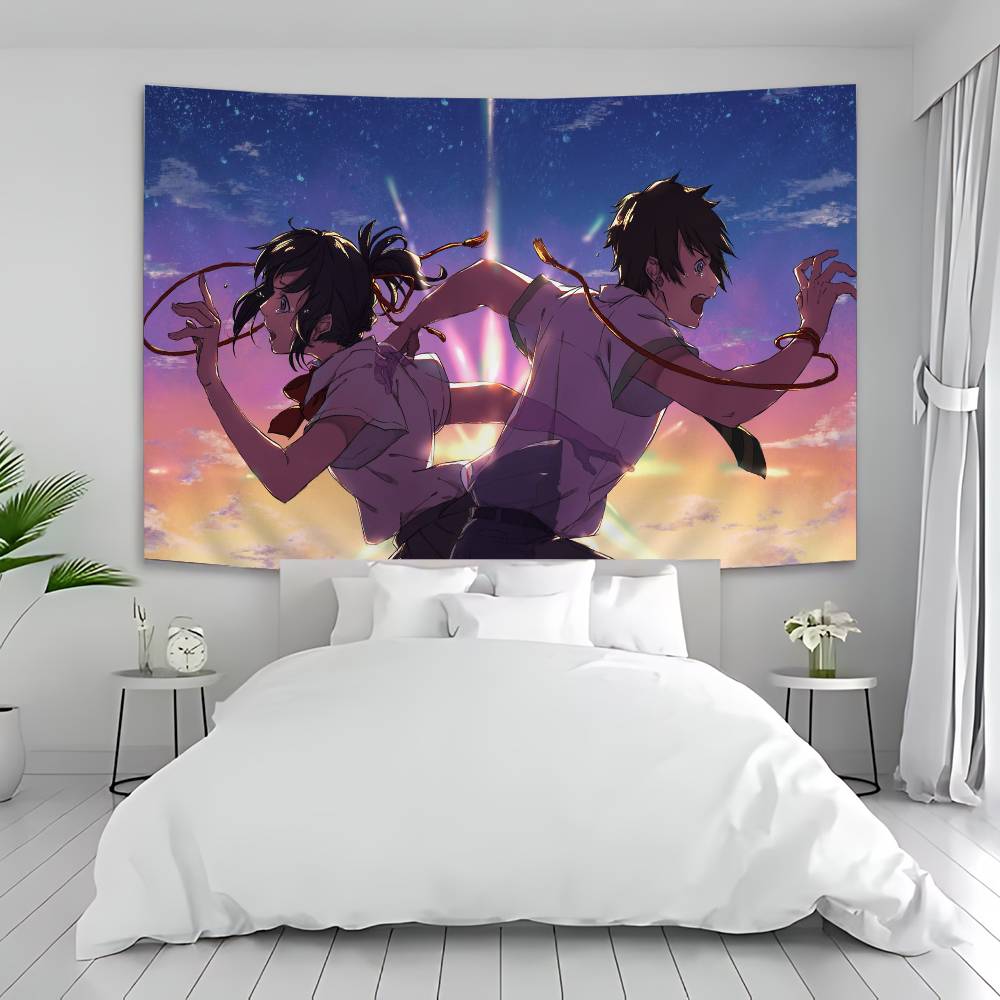 Japanese Anime Y-Your Name Movie Cartoon Tapestry Art Science Fiction Room Home Decor Wall Hanging Sheets