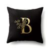 Polyester Pillowcase Car Decoration Black Gold Flower Pillowcase 26 English Letters Home Cushion Cover