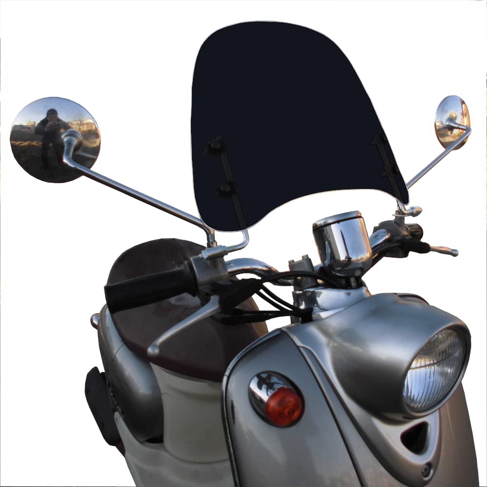 [Auto Parts Center] Windshield Motorcycle Screen Short Smoke 2 Easy to install Moped Scooter Windscreen Spare mounting brackets included