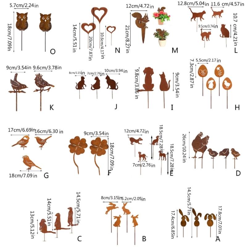 Decorațiuni Metalice de Curte cu Animale Artă de Grădină Animale Ruginite pentru Decorațiuni Exterioare Țăruș Decorativ de Exterior Accesoriu pentru Gazon