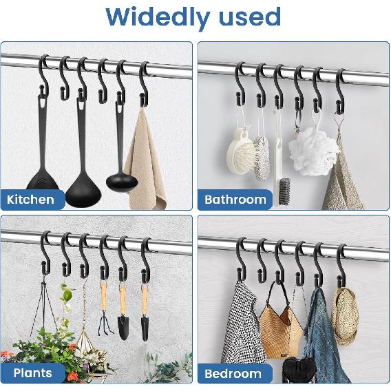Shower Curtain Hooks Rings, 12 Pcs S Shape Shower Curtain Hooks, Rust Proof Shower Curtain Rings, Shower Hooks for Shower Curta, Kitchen Utensils,