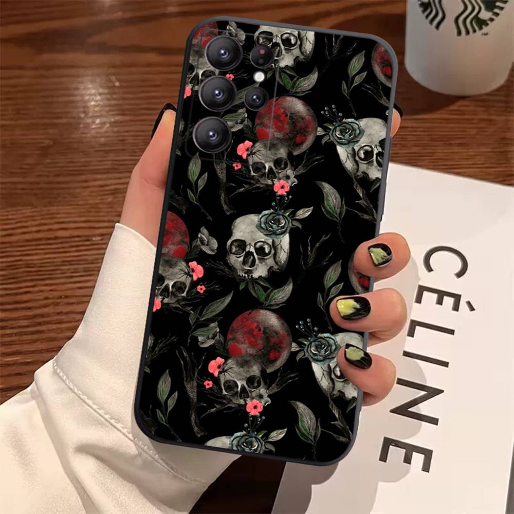 Skull Gothic Creepy Pastel Goth Case For Samsung Galaxy Case S25 S23 S22 S21 S30 S20 S10 Ultra Plus FE TPU Soft Cover