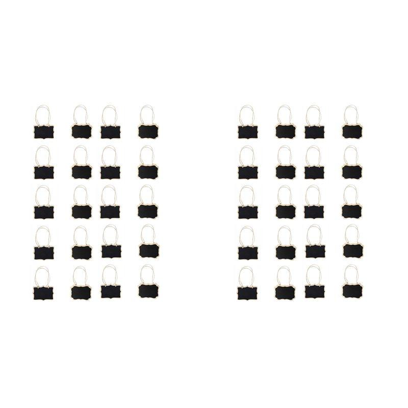 Premium-40PCS Blank Wooden Hanging Label With Rope Unfinished Wood Slice Gift Tags Wedding Decor DIY Bookmark Crafts
