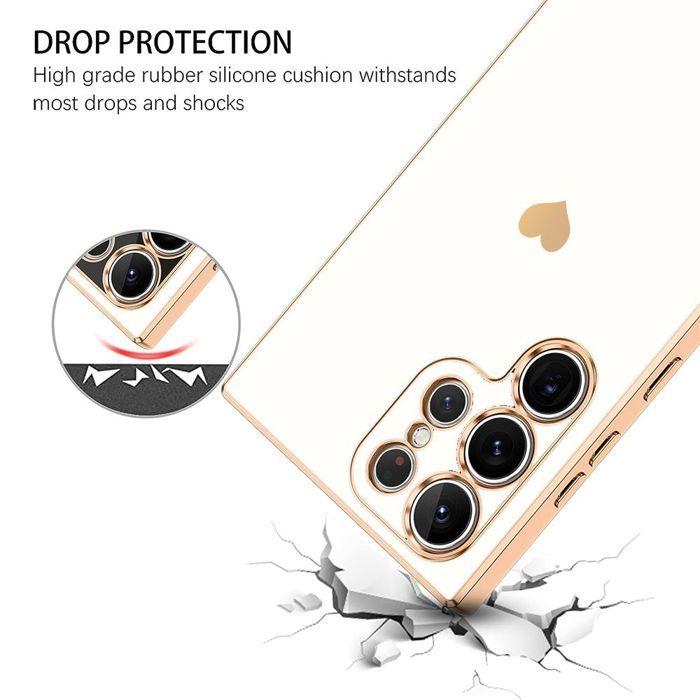 Coque pour samsung galaxy s25 ultra - silicone motif cœur anti-rayure avec cordon blanc