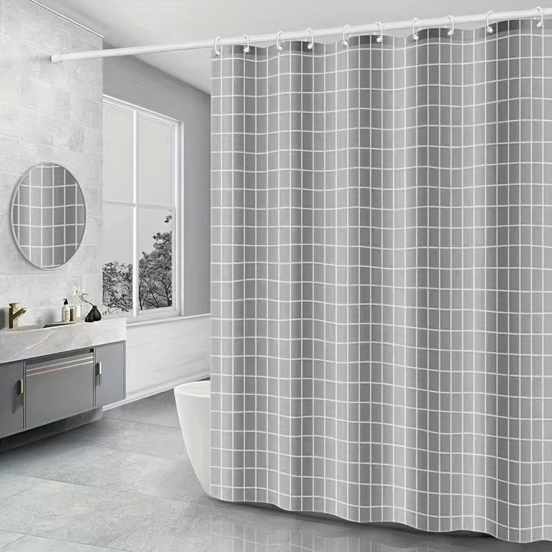 Easy Clean Shower Curtain With Hooks Mildew Resistant For Home And Commercial Use