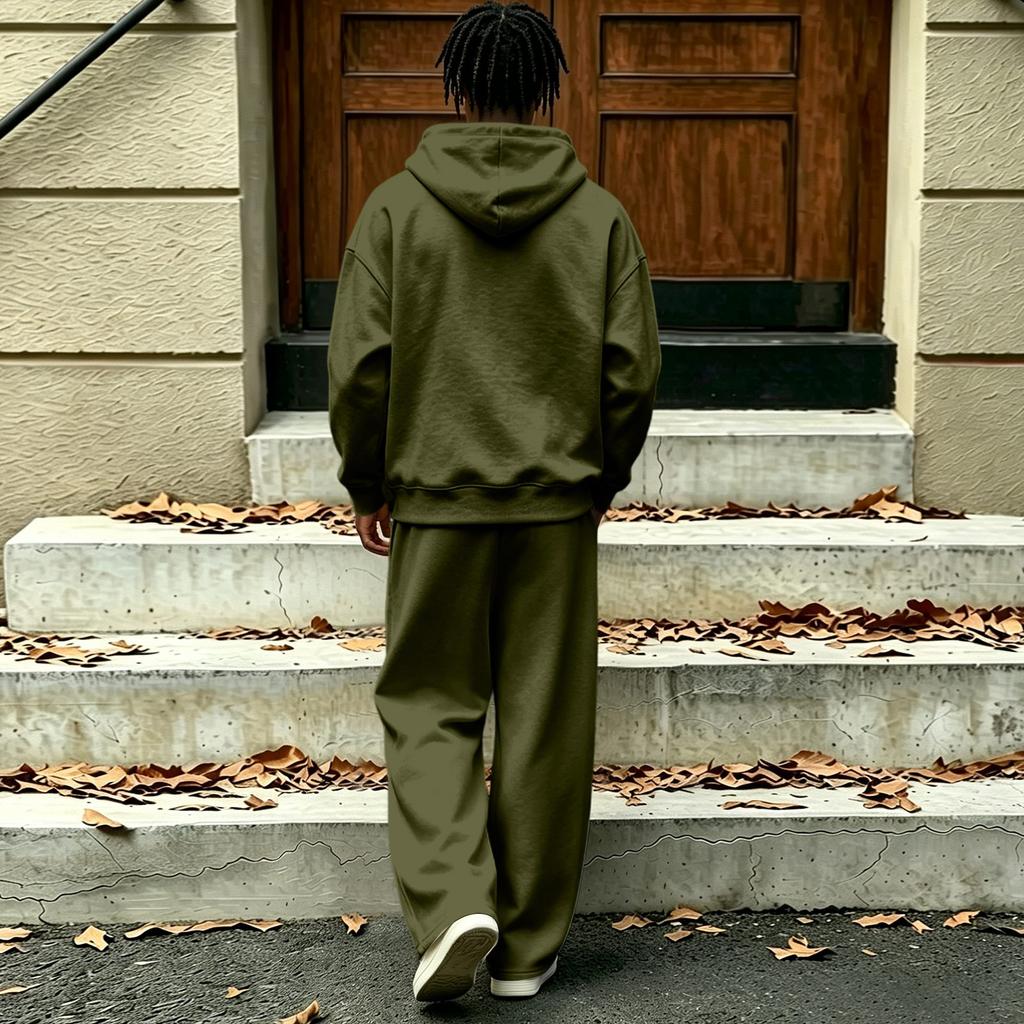 Men's Casual Tracksuit 2 Piece Outfit with Hoodie and Wide Leg Pants Loose Fit