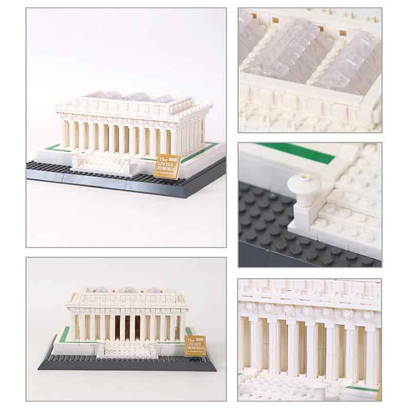 Moc 799Pcs Usa Washington Lincoln Memorial City Street View Architectural Model Building Blocks Children'S Puzzle Toys Gifts