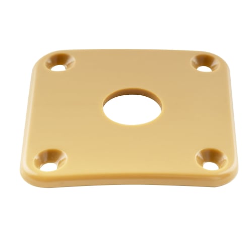 Musiclily Pro Square Plastic Jack Plate for LP Les Paul Electric Guitars, Brown/Cream (Set of 2)