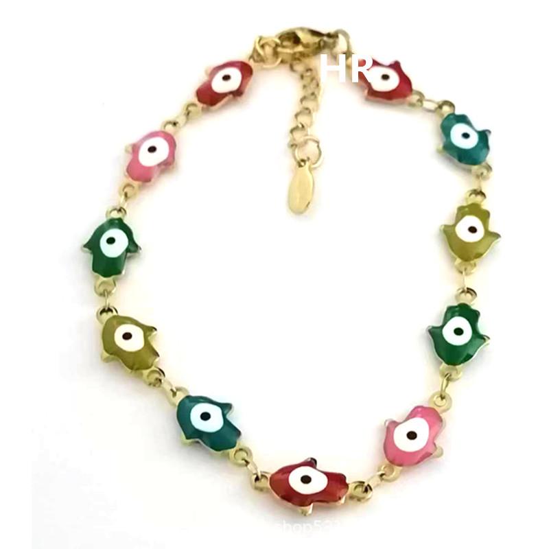 18K Gold-Plated Evil Eye Stainless Steel Bangle for Women