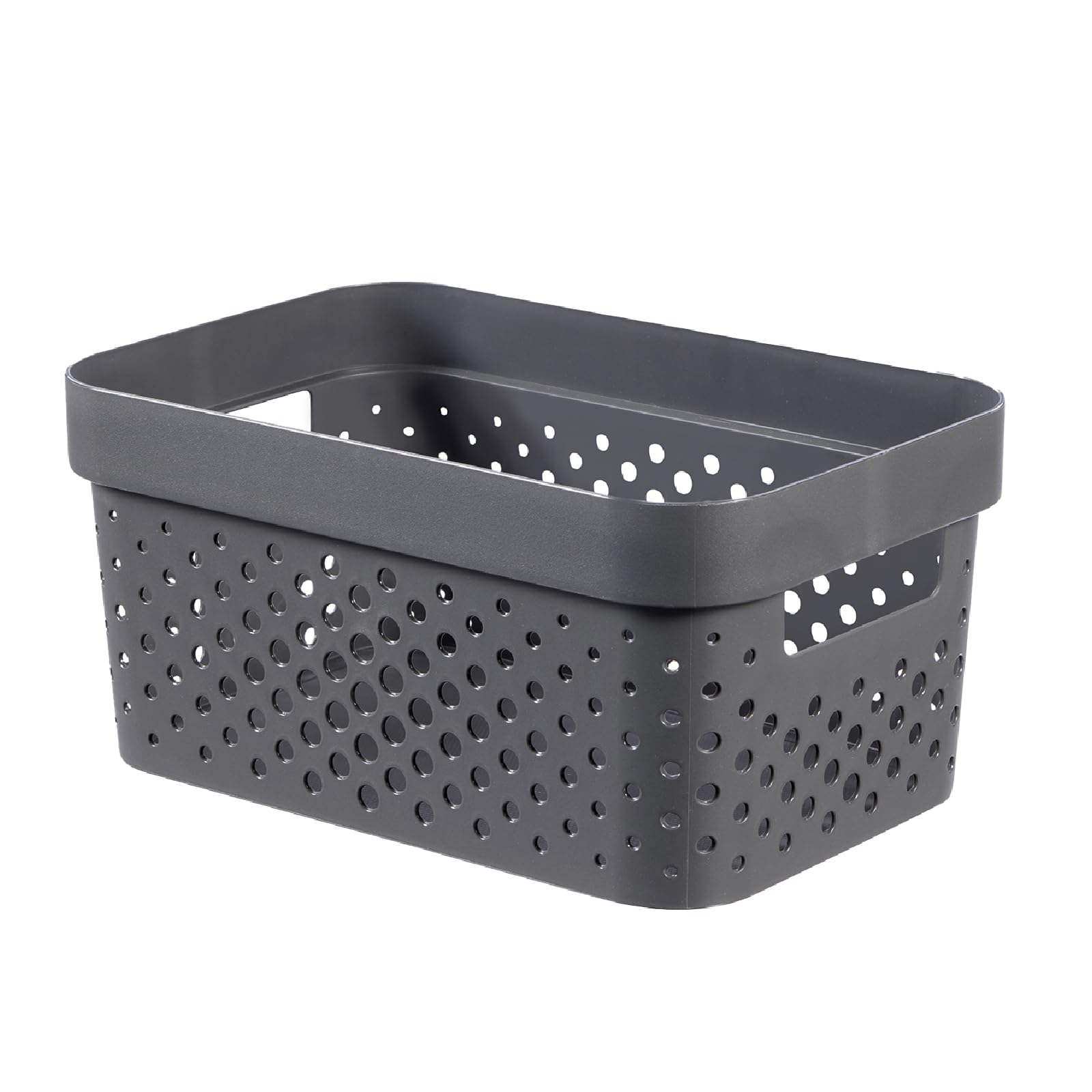 

CURVER Infinity Basket, 4.5L, Dark Gray Washable, Polka Dot Pattern with Handles, Made from Recycled Plastic for Easy Cleaning, CV-064