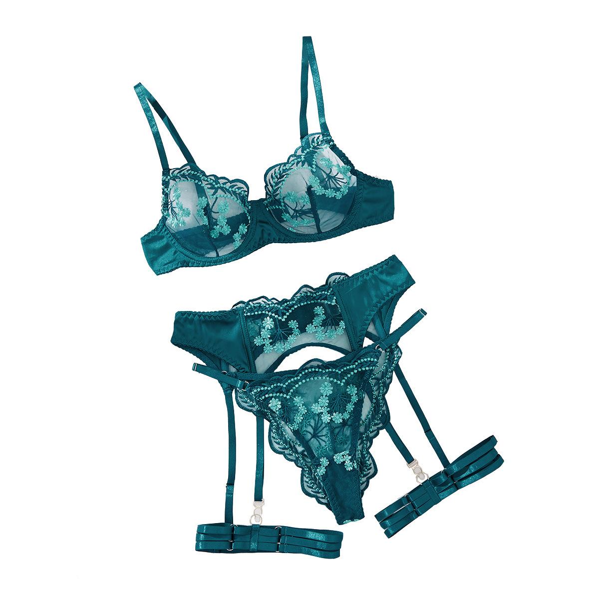 Women s Sexy Lingerie Set Embroidered Spliced Body Shaping Outfit Fashion Push-Up Bra Lingerie Set S