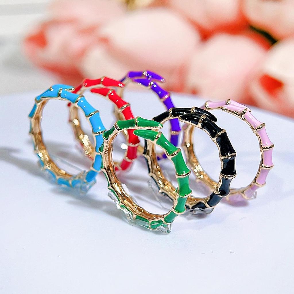 CMM European Texture Populární šperky Temperament Vícebarevný výběr Bambus Drop Glaze Móda Osobnost Nastavitelný otevírací kroužek