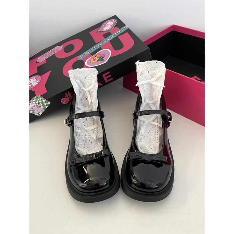 Bow Mary Jane Shoes Women's Fashion Versatile Small Leather Shoes with Skirt Single Shoes Brown