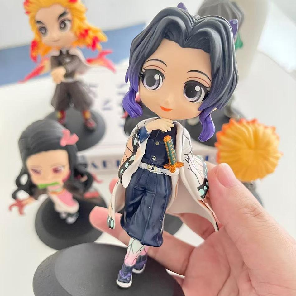 14Cm Anime Figure Nezuko Tanjirou Zenitsu Inosuke Kyoujurou Giyuu Kawaii Qposket Pvc Model Toys Children Gift
