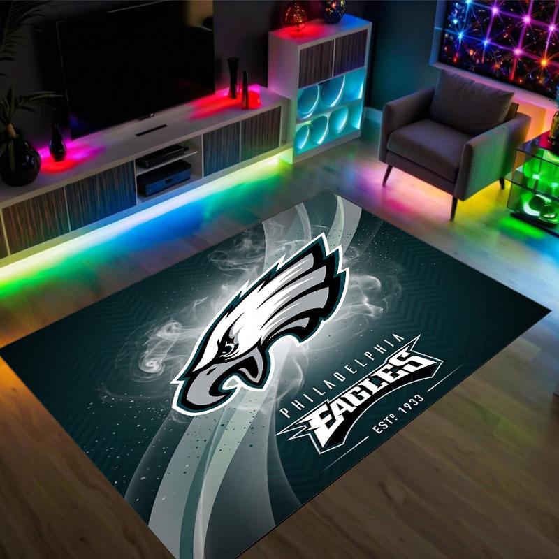 Tappeto in Cristallo Velluto Design Philadelphia Eagles Accogliente Non?Tappeto Stampato Antiscivolo per Camera da Letto Soggiorno Ingresso